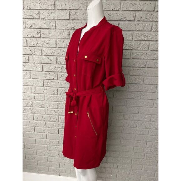 Shargano Red Utility Dress With Gold Tone Hardware Size 12 - Picture 5 of 11